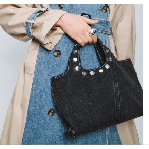 3.1 Phillip Lim Handbags - NEW 3.1 PHILLIP LIM Washed Black Denim Mini Market Tote Bag With Studs